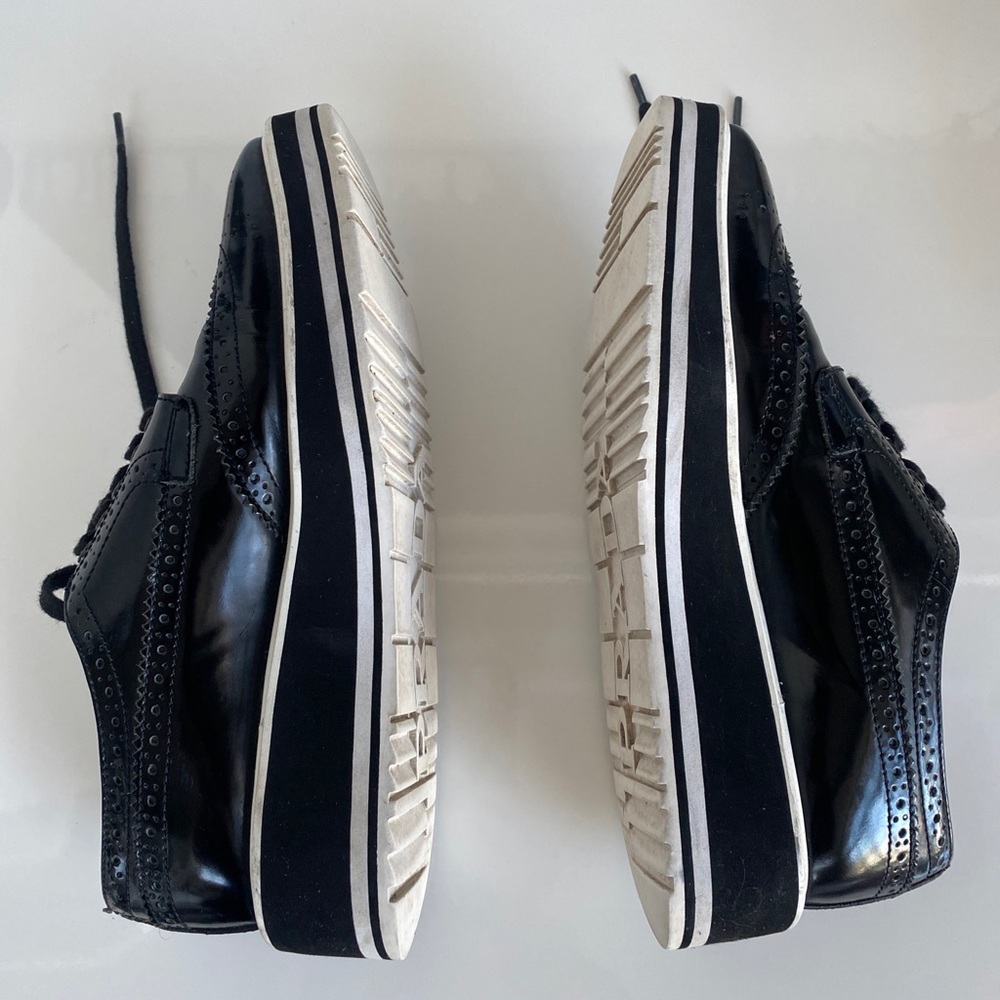 SOLD - Prada SS 2011 Black Brushed Leather Wingtip Brogues Derby Creeper 37/ - Picture 13 of 16